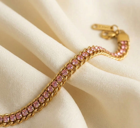 Elora Gold Plated Pink Tennis Bracelet