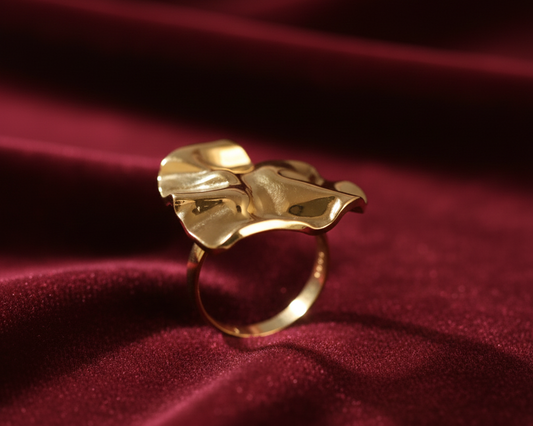 Elora Gold Plated Crinkled Heart Ring
