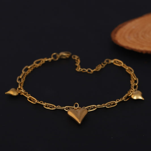 Elora Amor Heart Charm Bracelet – Classic Gold Edition