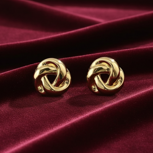 Gold Plated Hammered Geometric Square Stud Earrings