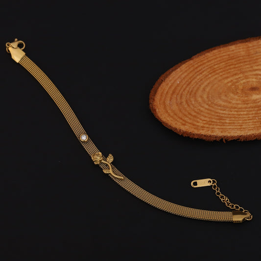 Elora Golden Rose Vine Bracelet with Crystal Accent