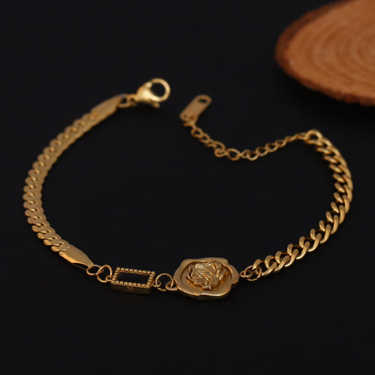 Elora Golden Rose Coin Bracelet with Geometric Accent