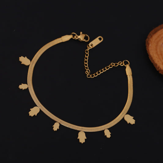 Elora Gold Plated Hamsa Hand Charm Bracelet