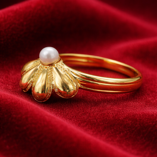 Elora Gold Plated Elora Aurelia Pearl Dome Ring