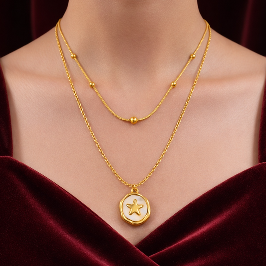 Elora gold plated Celestial Star Layered Set Necklace