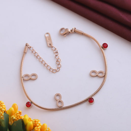 Elora Rose Gold Infinity & Crystal Charm Bracelet