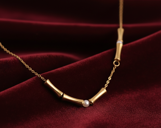 Elora Gold Plated Bamboo charm necklace