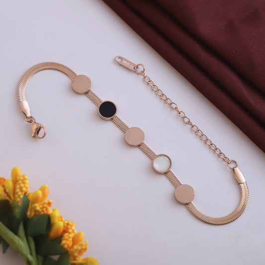 Elora Rose Gold Plated Minimalist Disc Charm Bracelet