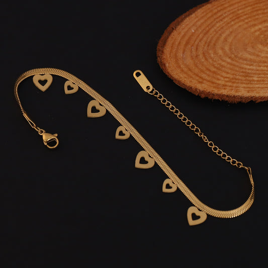 Elora Hollow Heart Charm Gold-Plated Bracelets