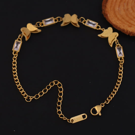 Elora Golden Butterfly & Crystal Stone Bracelet
