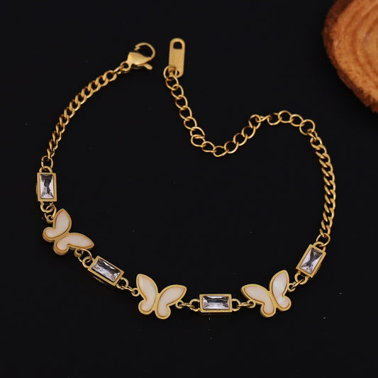 Elora Crystal Wings Butterfly Bracelet – Ivory Shine Edition