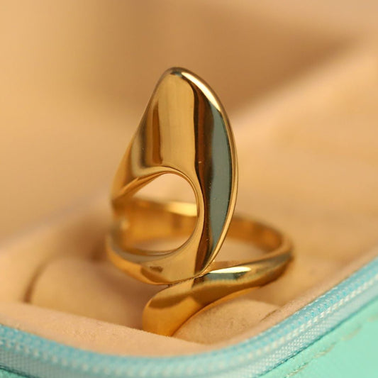 Elora Gold Plated Sculpted Wave Statement Ring