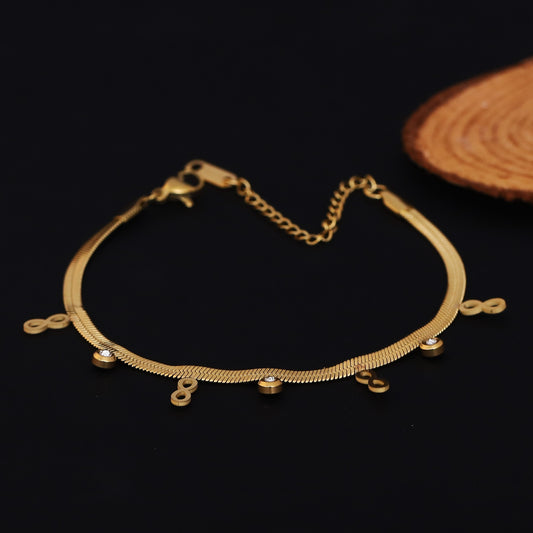 Elora Infinity Charm Gold-Plated Bracelets with Sparkling Stones