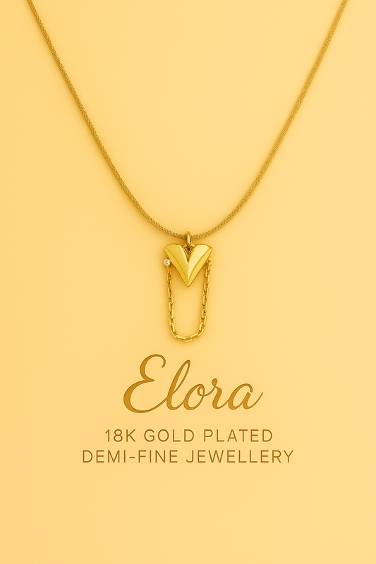 Elora Elegant V- Emblem gold plated heart pendant chain