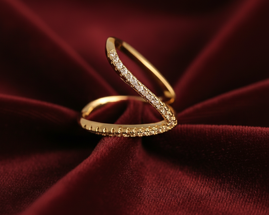 Elora Pave & Beaded Asymmetrical Open Ring