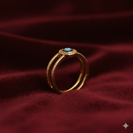 Elora Gold Plated Evil Eye Adjustable Gold Ring