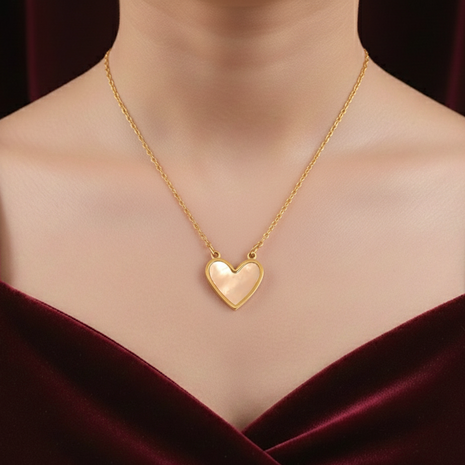 Elora gold plated Luna Pearl Heart Necklace