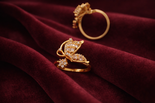 Elora Gold Plated Celeste Butterfly Diamond Ring