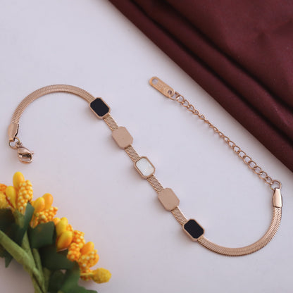 Elora Rose Gold Plated Minimalist Disc Charm Bracelet
