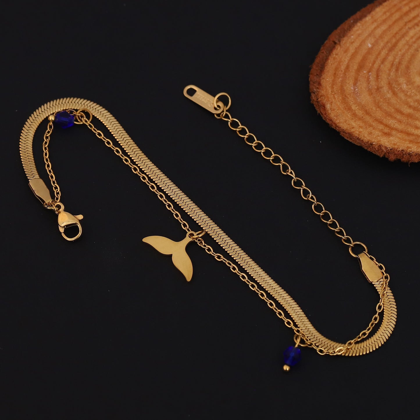Elora Ocean Charm Dual Chain Bracelet – Blue Wave Edition