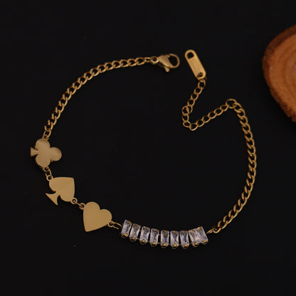 Elora Golden Card Suits & Crystal Charm Bracelet