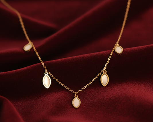 Elora Gold Plated Classic White Marquise Drop Charm Necklace