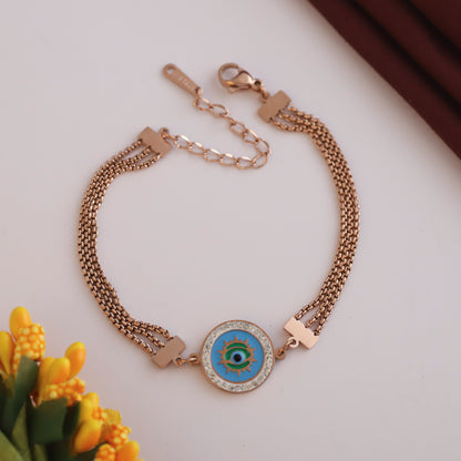 Elora Rose-Gold Plated Evil Eye Crystal Chain Bracelet