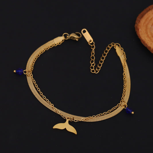 Elora Ocean Charm Dual Chain Bracelet – Blue Wave Edition