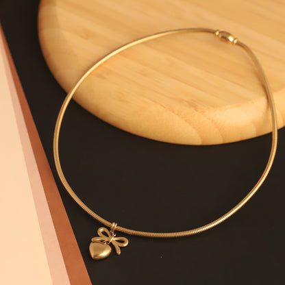 Elora Gold plated Bow&Heart charm choker