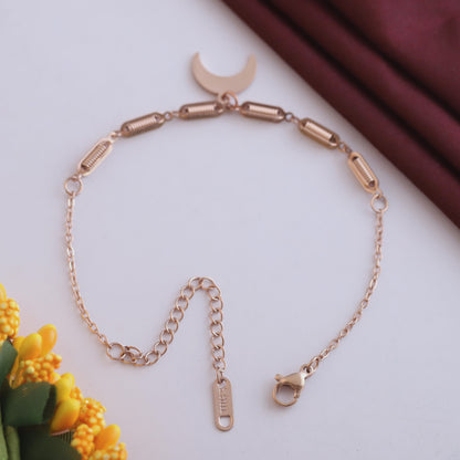 Elora Rose Gold Crescent Moon Charm Bracelet