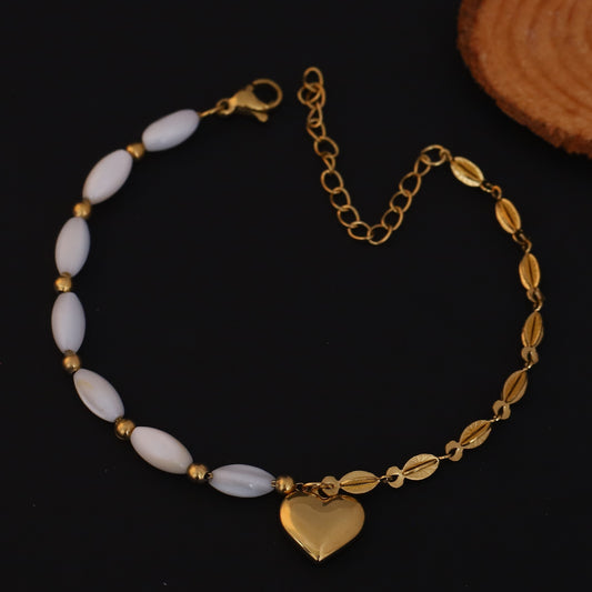 Elora Dual Style Golden Heart Charm Bracelet
