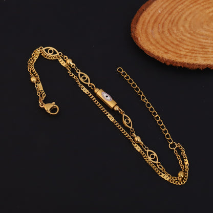 Elora Evil Eye Dual Layer Gold Charm Bracelet