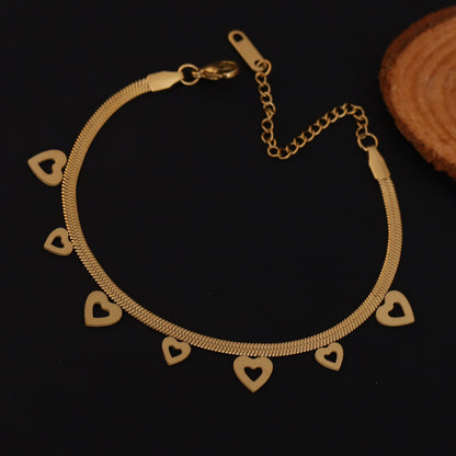 Elora Hollow Heart Charm Gold-Plated Bracelets