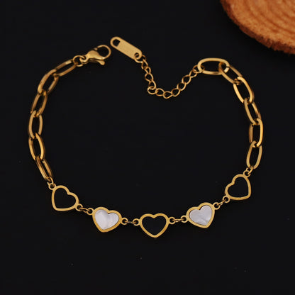 Elora Amour Link Heart Bracelet – White Elegance Edition