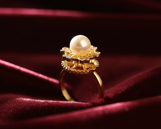 Elora Gold Plated Royal Pearl Bloom Ring