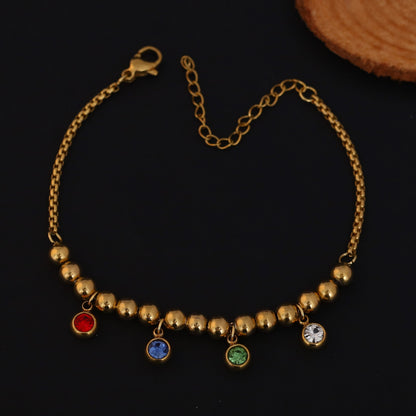 Elora Gold Plated Beaded Bracelet with Multicolor Crystal Charms