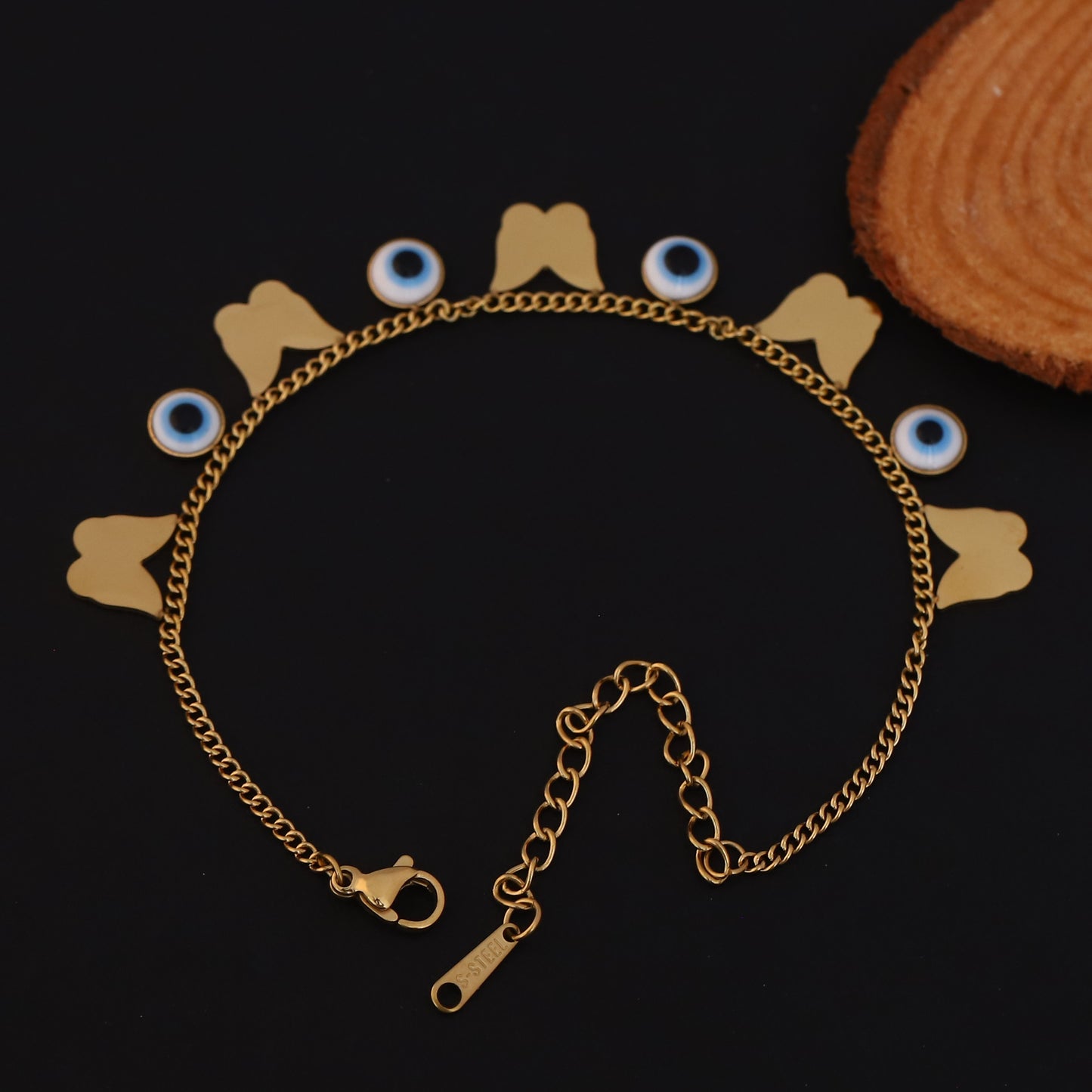 Elora Golden Butterfly & Evil Eye Charm Bracelet