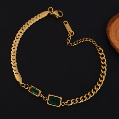 Elora Golden Dual Green Stone Bracelet