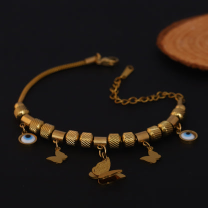 Elora Gold Plated  Evil Eye & Butterfly Charm Bracelet