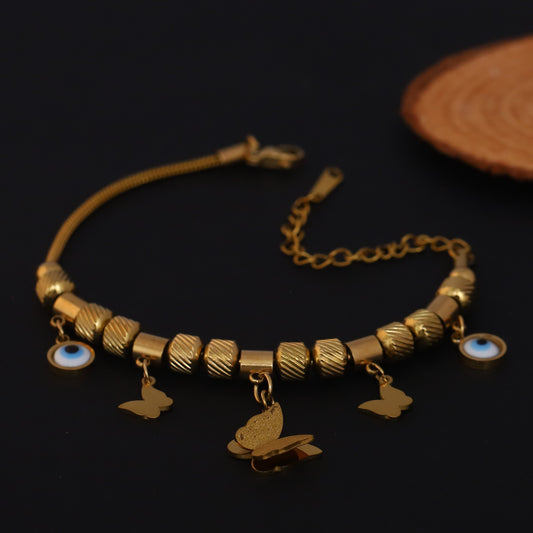 Elora Gold Plated  Evil Eye & Butterfly Charm Bracelet