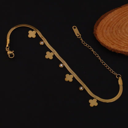 Elora Clover Charm Bracelet with CZ Accents