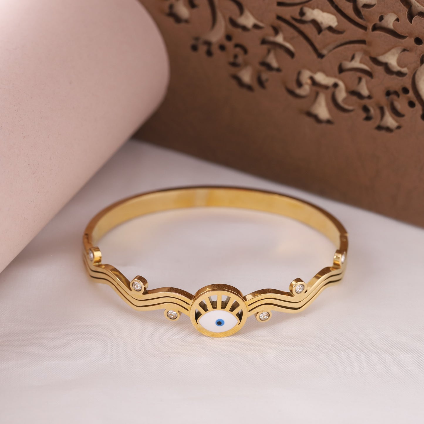 Elora Divine Shield Evil Eye Gold-Plated kada Bracelets