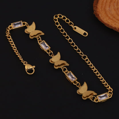 Elora Golden Butterfly & Crystal Stone Bracelet