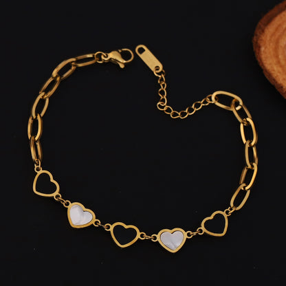 Elora Amour Link Heart Bracelet – White Elegance Edition