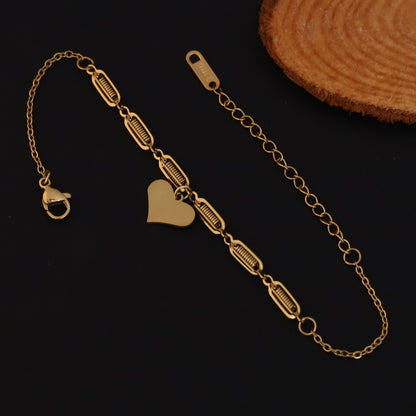 Elora Elegant Heart Charm Gold-Plated Bracelet