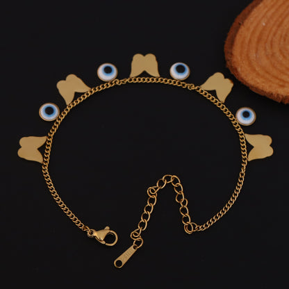 Elora Golden Butterfly & Evil Eye Charm Bracelet