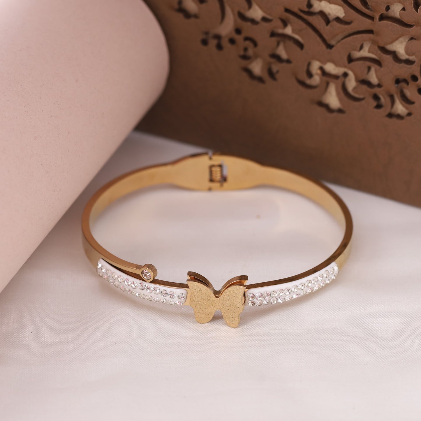 Elora Golden Butterfly Charm Crystal Bracelet