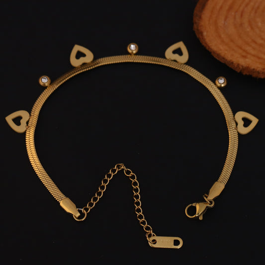 Elora Golden Heart Charm & Crystal Accent Bracelet