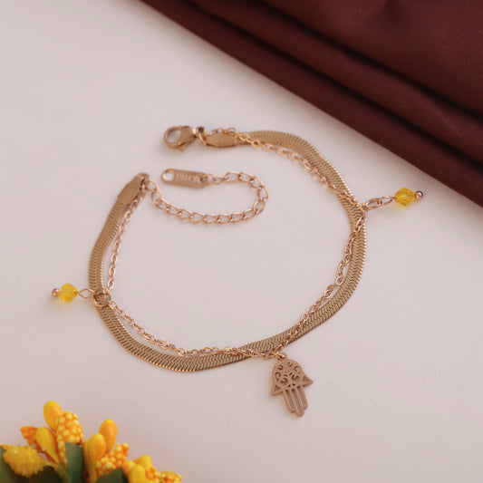 Elora Rose Gold Hamsa Hand Charm Bracelet