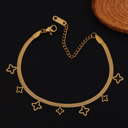 Elora Butterfly Motif Gold-Plated Herringbone Bracelets